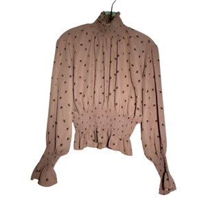 Shinestar High Neck Smocked Top with Ruffled Sleeves